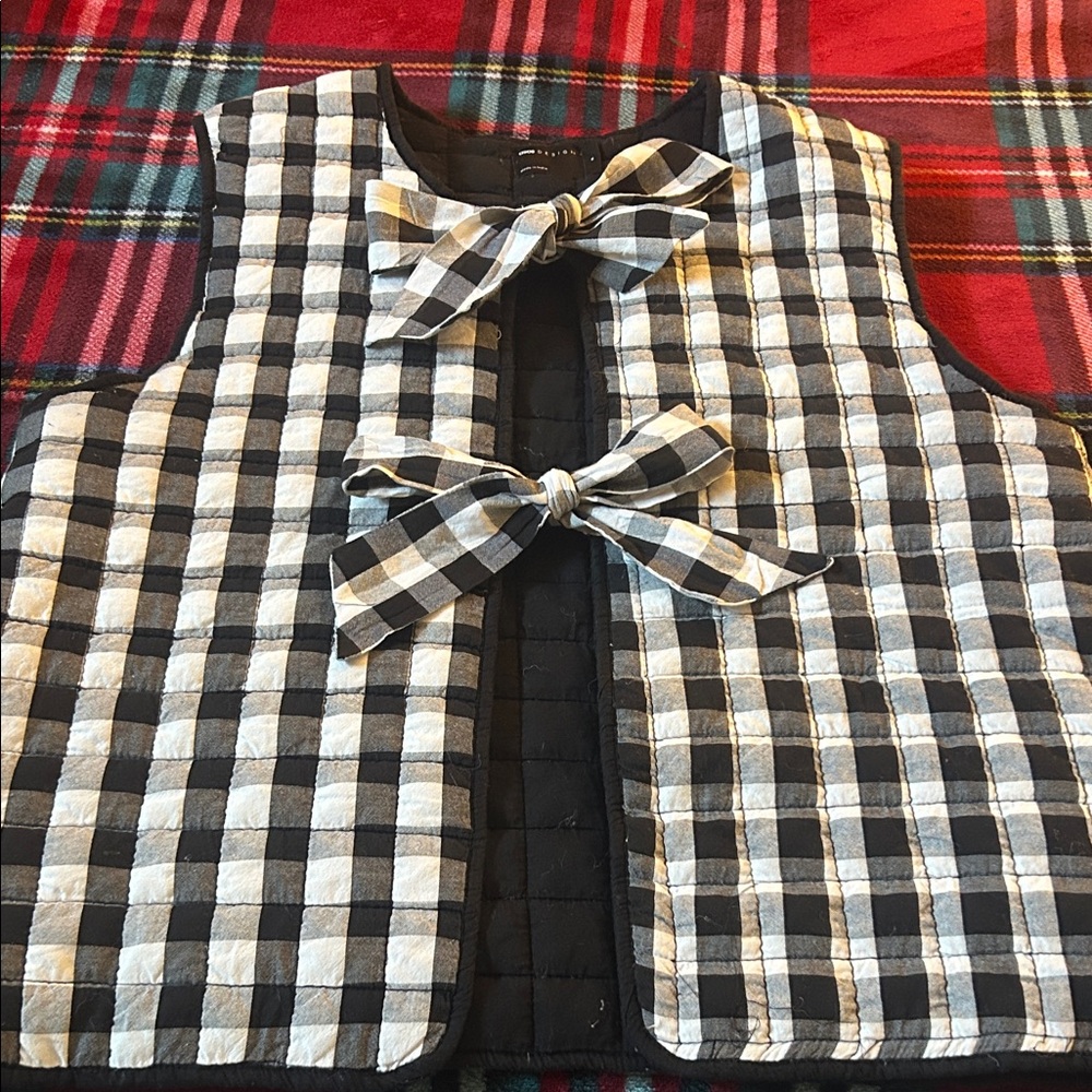 ASOS black and white two-tie vest